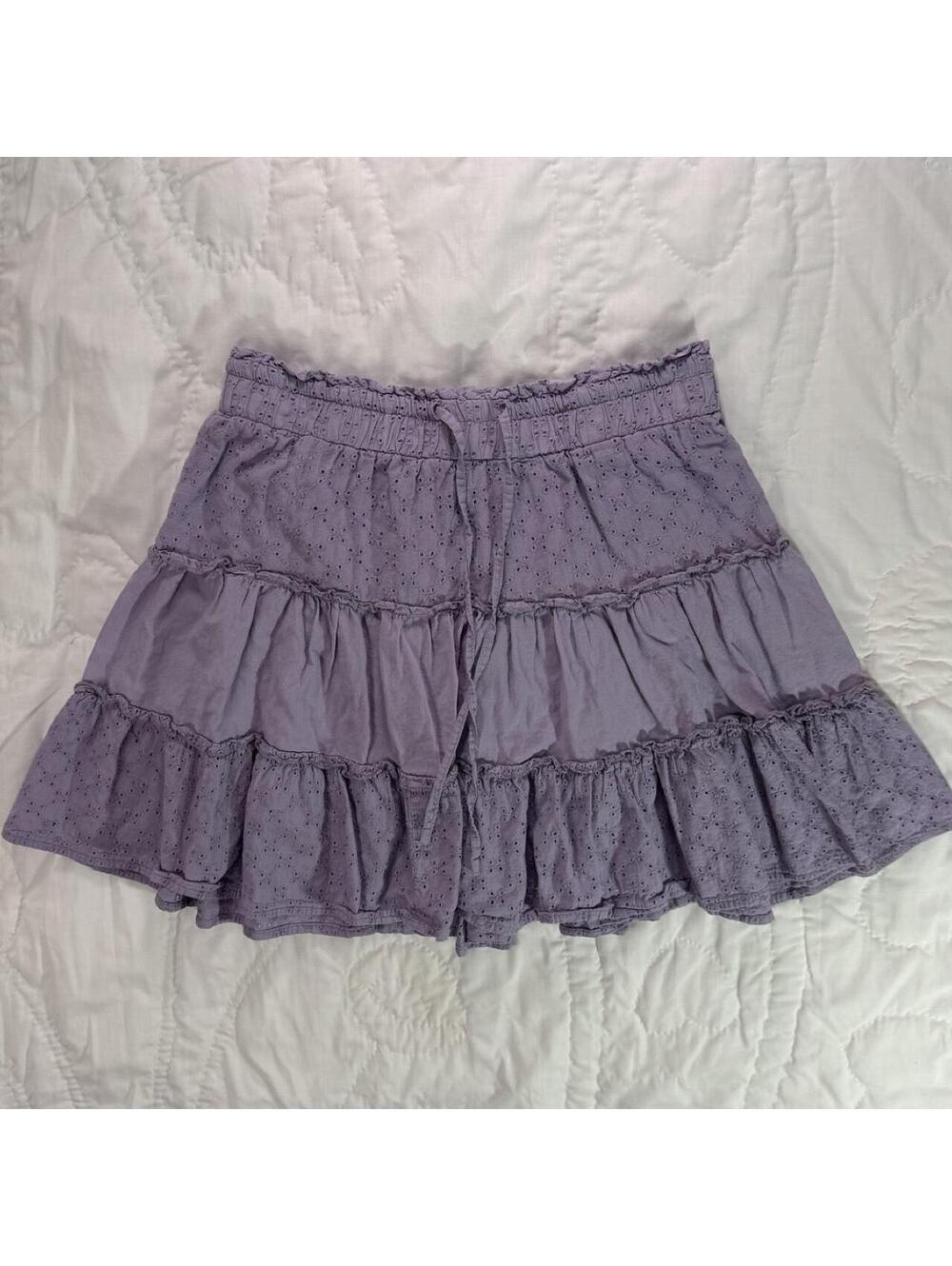 Forever 21 Lavender Tiered Cotton Mini Skirt Size S